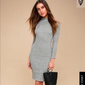 Lulus I Mist You Heather Grey Sweater Dress